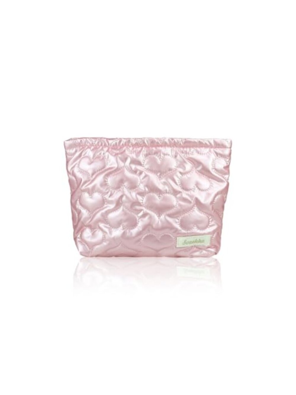Quilted Heart Makeup Bag Lightweight Zipper Pouch Travel Cosmetic Case